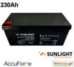 Μπαταρίες SUNLIGHT AccuForce 12V - 230Ah S Solar AGM VRLA BATTERY για Φωτοβολταϊκά συστήματα